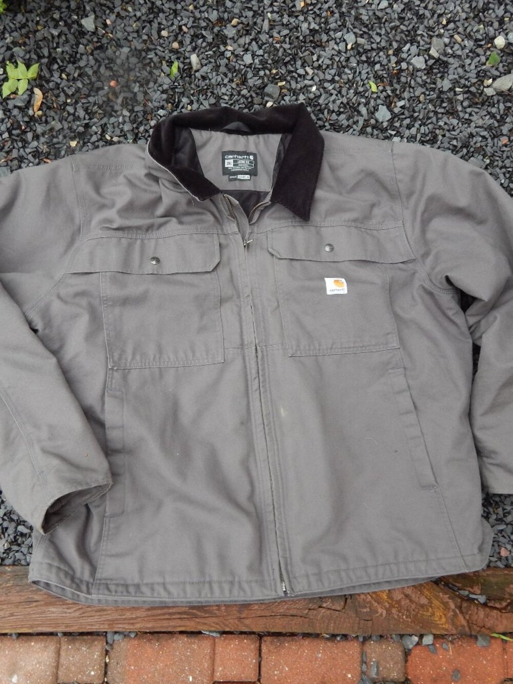 Carhartt Canvas Jacket Loose Fit Heavy Coat 104480 GVL Gray Size 2XL OJ4480-M